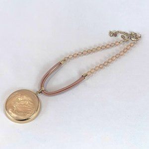 Chico's Resin Medallion Cord and Beaded Necklace